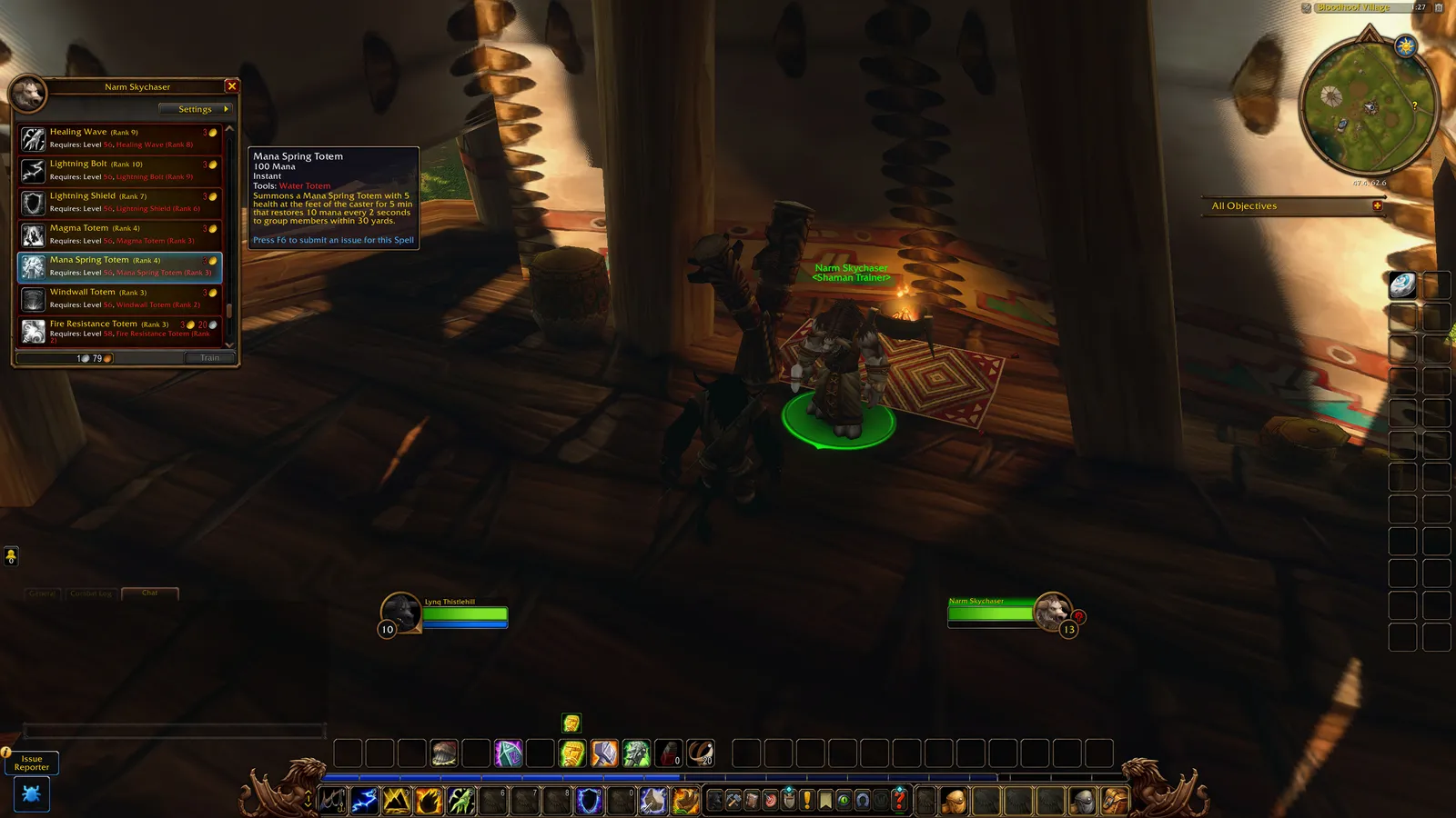 Mana Spring Totem in the Shaman trainer window