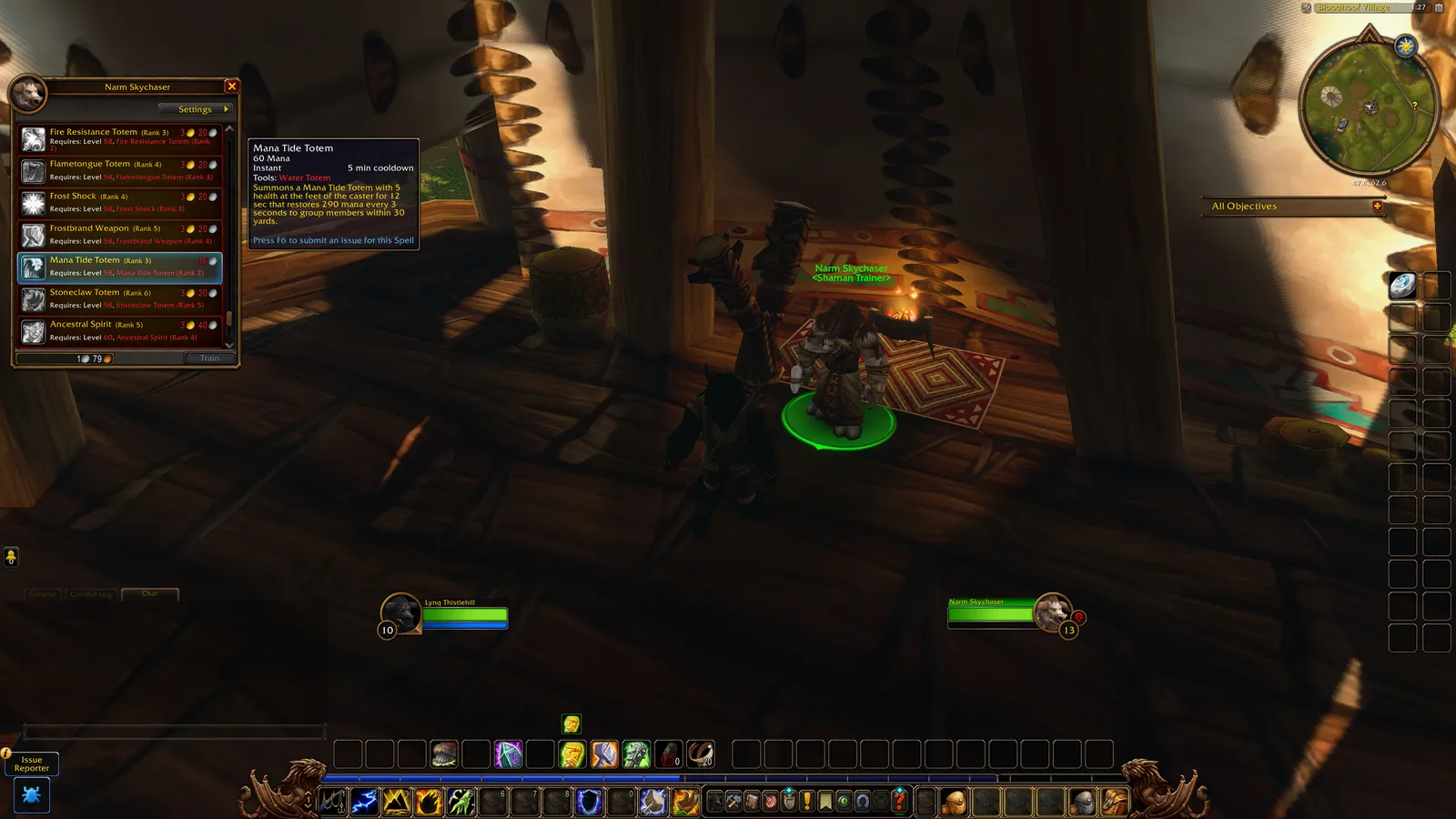 Mana Tide Totem in the Shaman trainer window