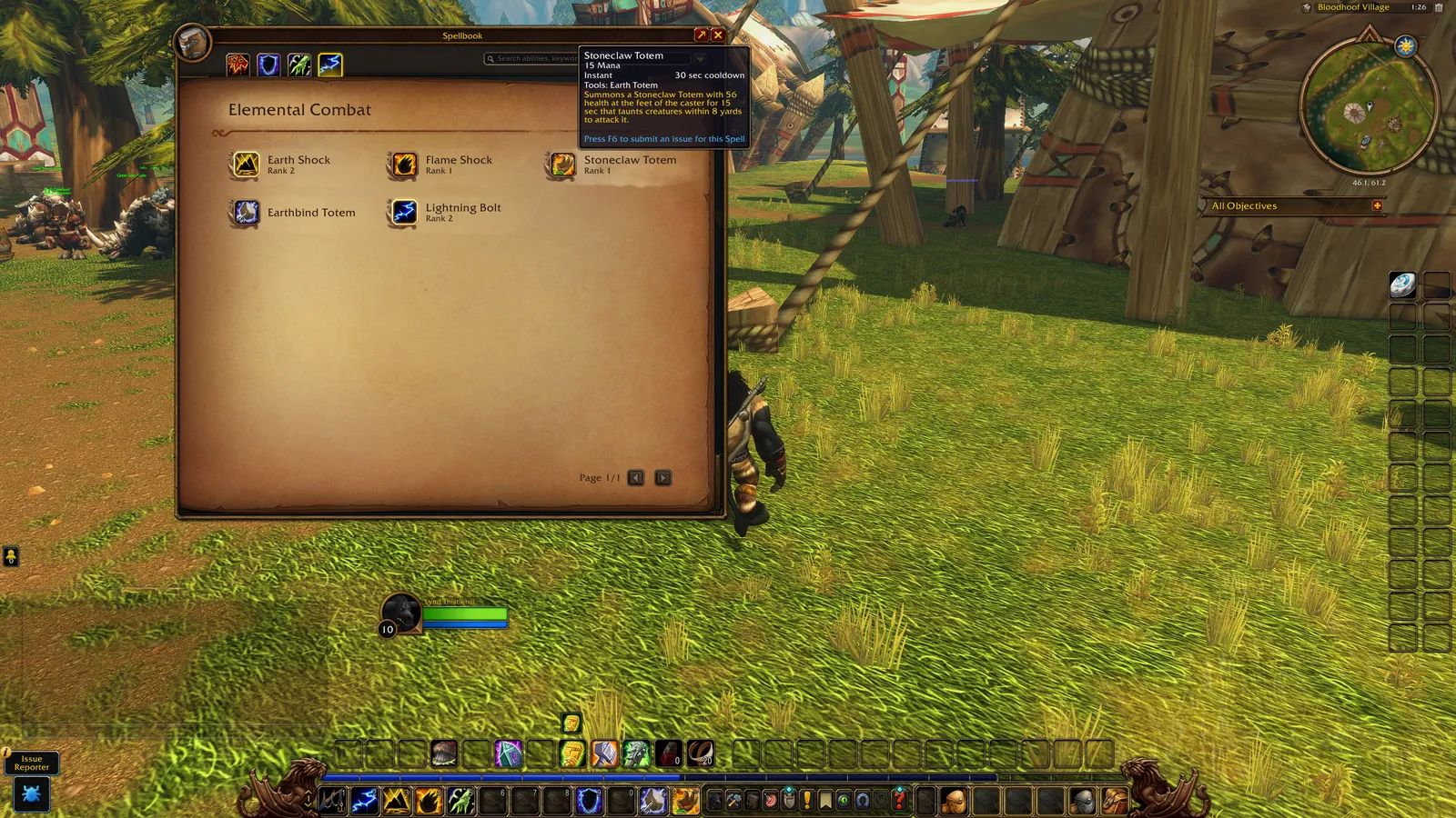 Stoneclaw Totem tooltip in the Shaman spellbook