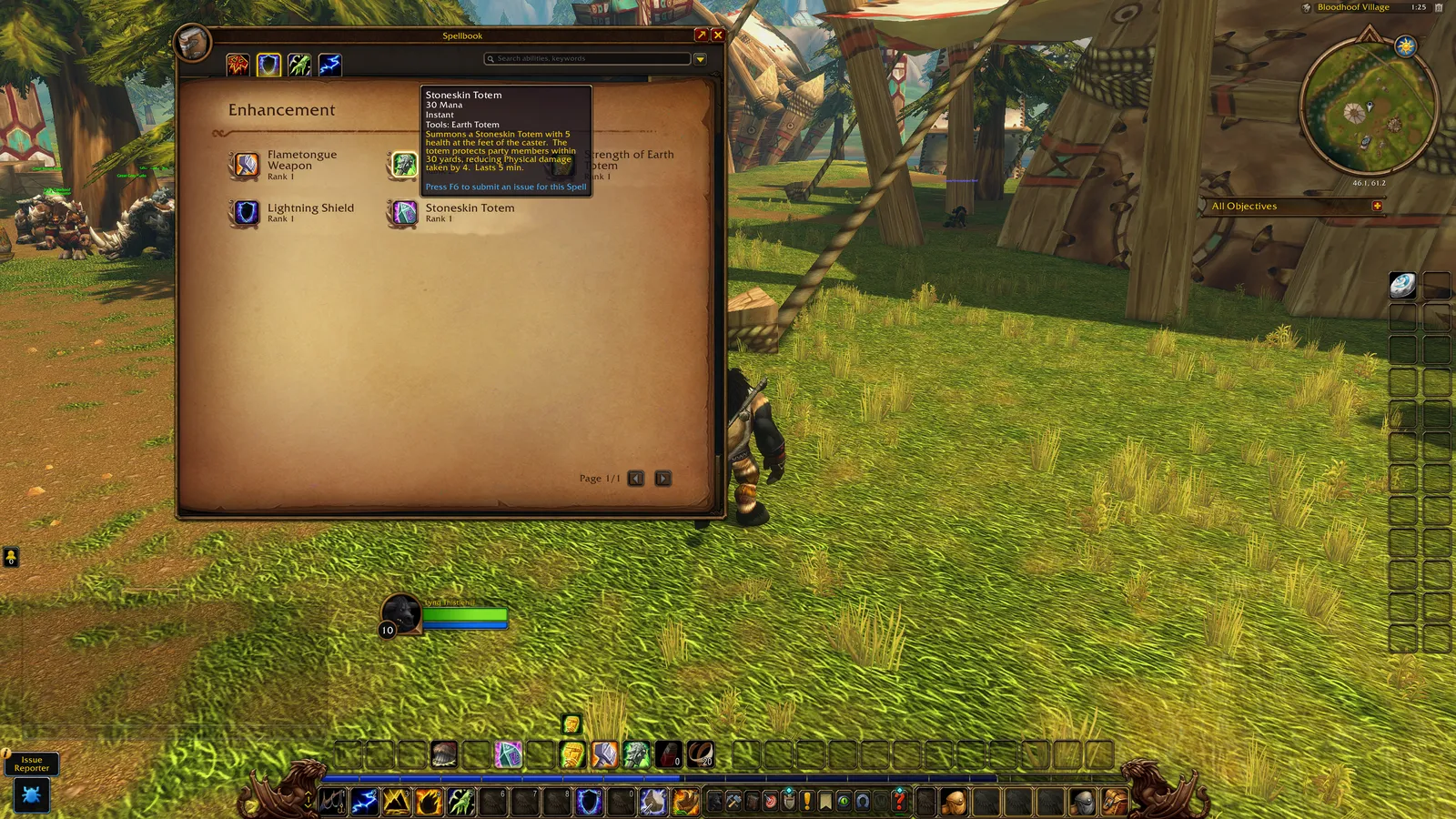Stoneskin Totem tooltip in the Shaman spellbook