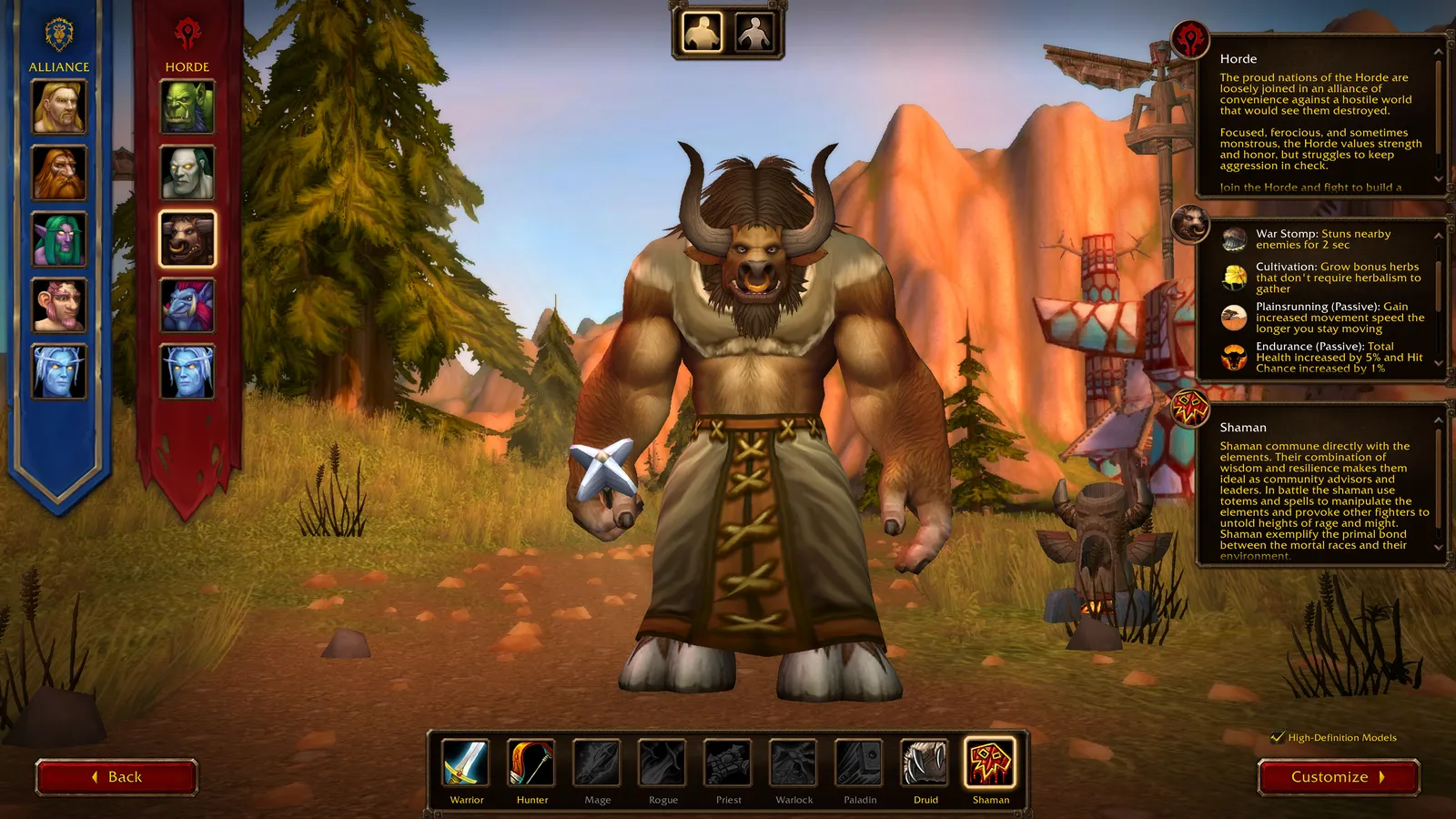 A male Tauren Shaman in the character creator