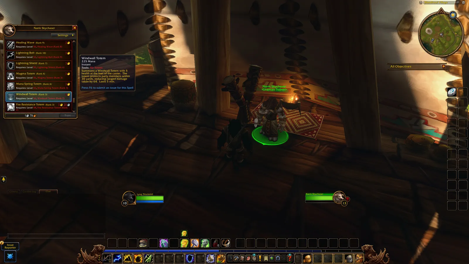 Windwall Totem in the Shaman trainer window
